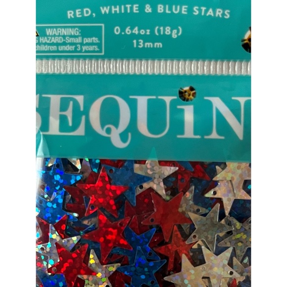 Sequins Bulk of Red White & Blue Stars Sewing Crafts 0.64 oz 18g 13mm - Picture 3 of 4